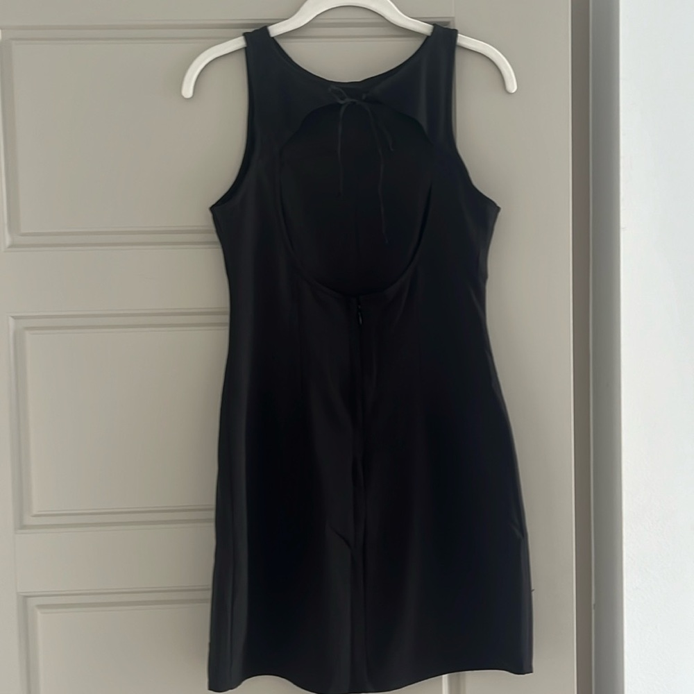 Black backless mini dress